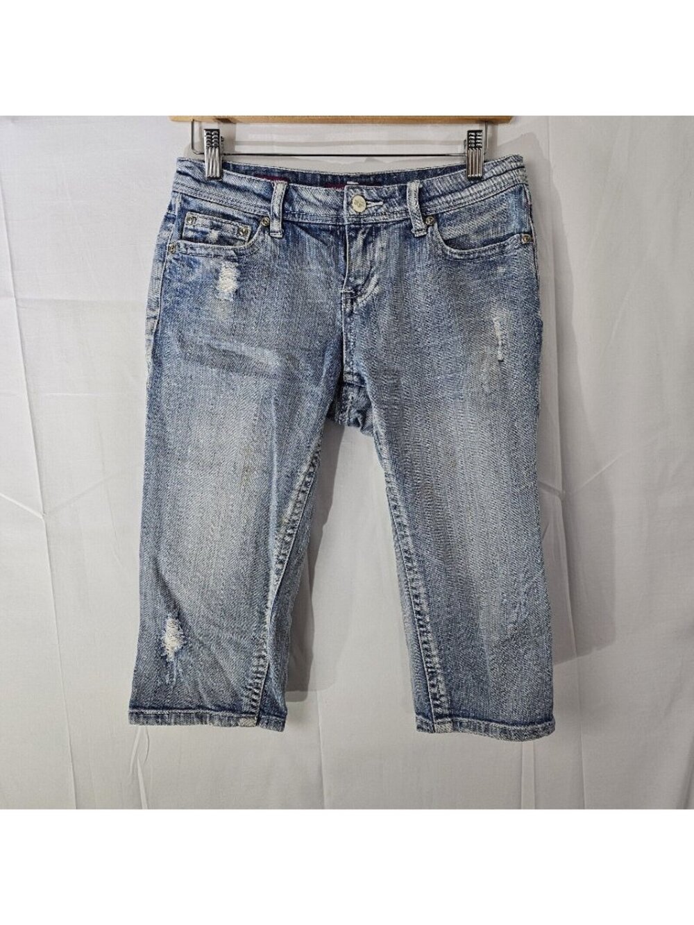 Vigoss Capri Jeans Womens 1 28x16 Blue Distressed Denim Stretch Casual Summer